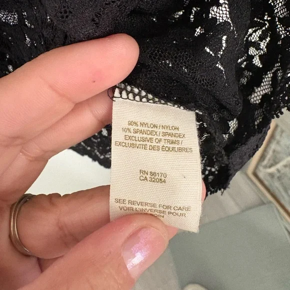 Free People Womens Black Lace Top Long Sleeve Sheer Layering Small NWOT - Picture 7 of 14